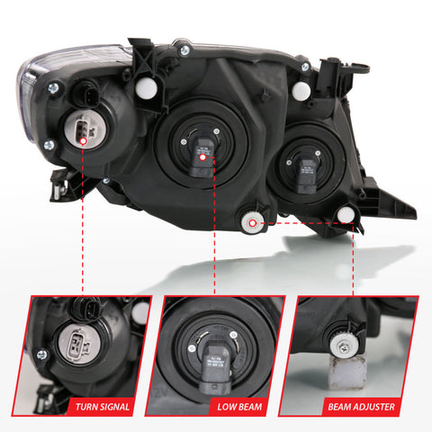 ANZO 2009-2010 Toyota Corolla Crystal Headlight Black Amber - 121541