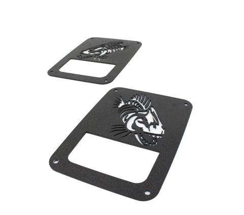 Fishbone Offroad 07-18 Jeep Wrangler JK - Black Textured Powdercoat Tail Light Covers - FB31043