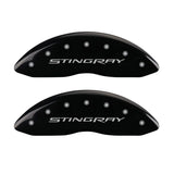 MGP 4 Caliper Covers Engraved Front & Rear Stingray Black finish silver ch - 13009SSTYBK