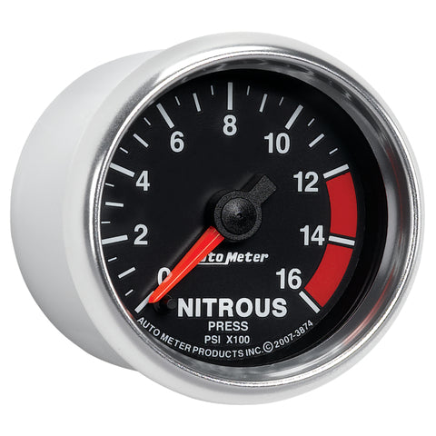 Autometer GS 2 1/16in. 1600PSI Nitrous Fuel Pressure Gauge - 3874