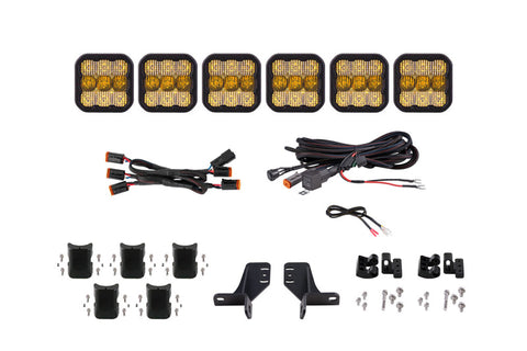 Diode Dynamics Bronco SS5 6-Pod CrossLink Grille Lightbar Kit Sport - Yellow Combo - DD7236