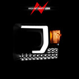 ANZO 2014-2015 GMC Sierra 1500HD Projector Plank Style Headlight Black W/ DRL - 111450