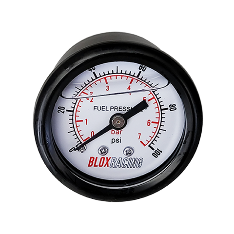 BLOX Racing Liquid-Filled Fuel Pressure Gauge 0-100psi (White Face) - BXGA-00125-WH