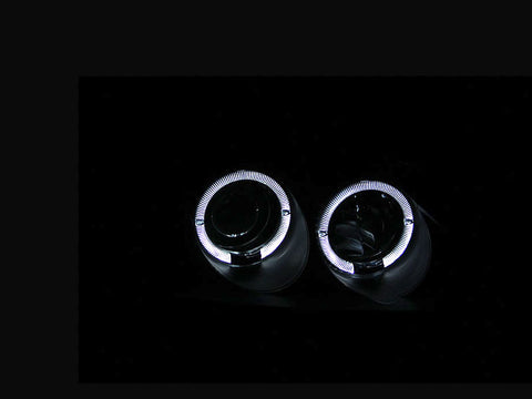 ANZO 2001-2003 Honda Civic Projector Headlights w/ Halo Black - 121055