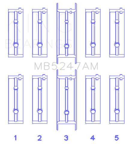 King Engine Bearings Opel 1.7D (Size +0.75mm) Main Bearing Set - MB5247AM0.75