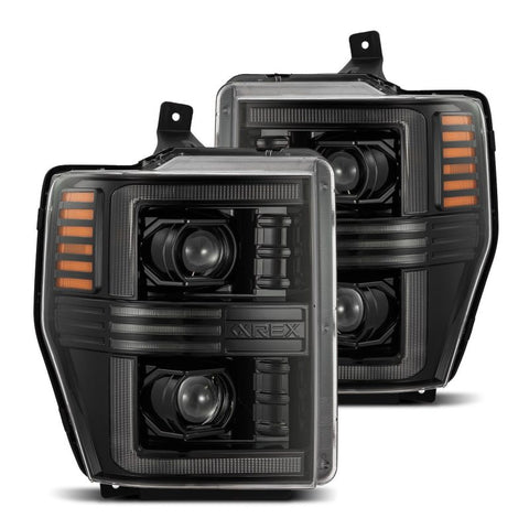 AlphaRex 08-10 Ford F250-550 PRO-Series Projector headlights Alpha-Black w/Activ Light/Seq Signal - 880309