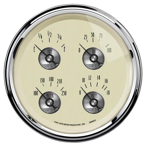 AutoMeter Gauge Quad 5in. 0 Ohm(e) to 90 Ohm(f) Elec Prestige Antique. Ivory - 2009