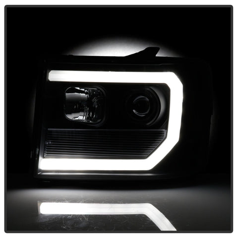 Spyder 07-13 GMC Sierra 1500-3500 Ver 2 Proj Headlights - DRL LED - All Blk PRO-YD-GS07V2-LBDRL-BKV2 - 5086037