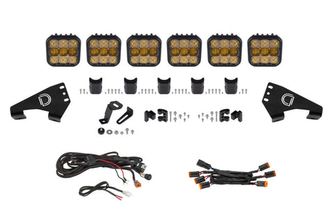 Diode Dynamics 20-Present Polaris RZR SS5 Sport CrossLink Roof - Yellow Combo Lightbar Kit - DD7631