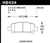 Hawk Subaru Baja/Forester/Impreza/Legacy DTC-60 Race Rear Brake Pads - HB434G.543