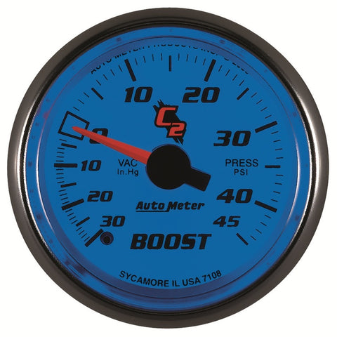 Autometer C2 52mm 30 In Hg-Vac/45 PSI Mechanical Vacuum/Boost Gauge - 7108