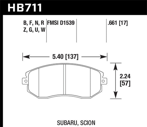 Hawk 13-16 Scion FR-S 2.0L Base OE Incl. Clips Shims Front ER-1 Brake Pads - HB711D.661