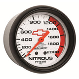 AutoMeter Gauge Nitrous Pressure 2-5/8in. 2000PSI Mechanical Chevy Red Bowtie White - 5828-00406
