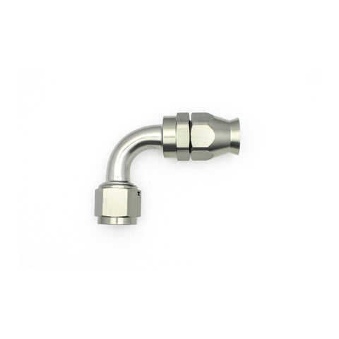 DeatschWerks 10AN Female Swivel 90-Degree Hose End PTFE (Incl Olive Insert) - Anodized Matte Black - 6-02-0860-B