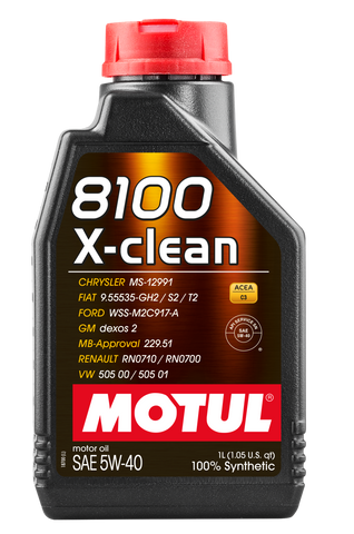 Motul 1L Synthetic Engine Oil 8100 5W40 X-CLEAN C3 -505 01-502 00-505 00-LL04 - 102786
