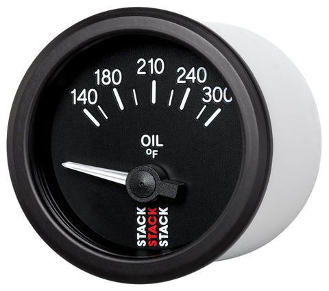 Autometer Stack 52mm 140-300 Deg F 1/8in NPTF Electric Oil Temp Gauge - Black - ST3210