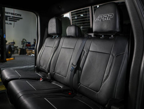 PRP 12-14 Ford Raptor  Rear Bench Seat Covers- Black with Silver Stitch - B070-06