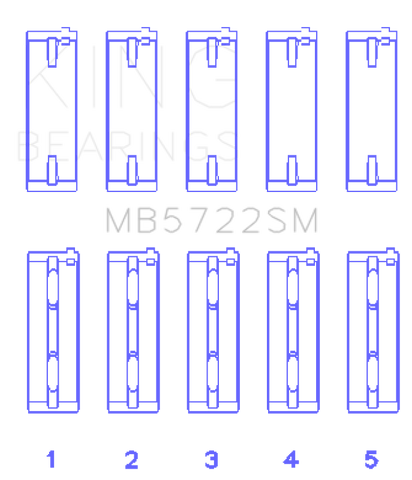 King Engine Bearings Mitsubishi 4B11T Turbo Evo X/2007+ (Size +0.50mm) Main Bearing Set - MB5722SM0.5
