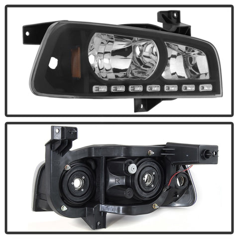 xTune Dodge Charger 06-10 1Pc LED Crystal Headlights Black HD-ON-DCH05-1PC-LED-BK - 5017635