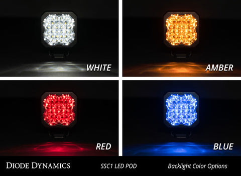 Diode Dynamics Stage Series C1 LED Pod Pro - White Flood Flush BBL (Pair) - DD6477P