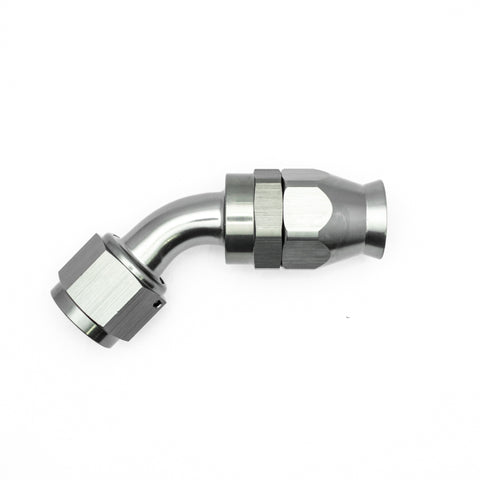 DeatschWerks 10AN Female Swivel 45-Degree Hose End PTFE (Incl Olive Insert) - Anodized Matte Black - 6-02-0859-B