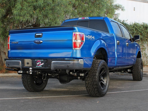 aFe MACHForce XP Exhaust 3in SS Dual Side Exit CB w/ Black Tips 11-14 Ford F150 EcoBoost V6-3.5L TT - 49-43056-B