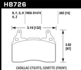Hawk 2014 Chevrolet Corvette HPS 5.0 Front Brake Pads - HB726B.582