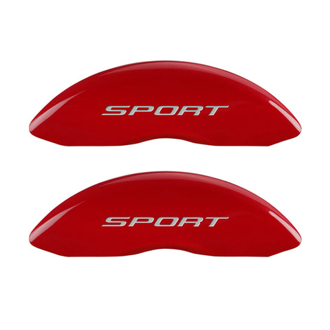 MGP 4 Caliper Covers Engraved Front & Rear No Bolts/Sport 2015 Red finish silver ch - 10241SSP2RD