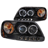 ANZO 1997.5-2003 Ford F-150 Projector Headlights w/ Halo and LED Black 1pc - 111031