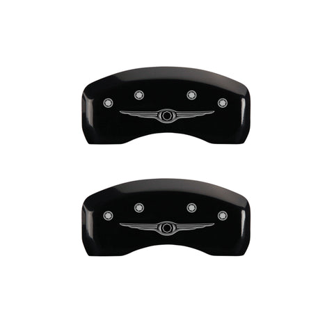 MGP 4 Caliper Covers Engraved Front & Rear Style 1/Chrysler Wing Black finish silver ch - 32018SCW1BK