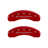 MGP 4 Caliper Covers Engraved Front & Rear Stingray Red finish silver ch - 13084SSTYRD