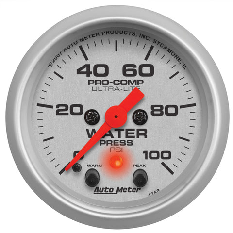 Autometer Ultra-Lite 2-1/16in 0-100PSI Electronic Water Pressure Gage - 4368