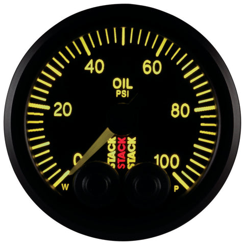 Autometer Stack Instruments Pro Control 52mm 0-100 PSI Oil Pressure Gauge - Black (1/8in NPTF Male) - ST3502