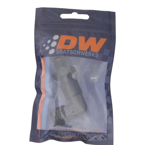 DeatschWerks 6AN Female Flare Swivel to 6AN Male Flare 90-Degree Bulkhead - Anodized Matte Black - 6-02-0727-B