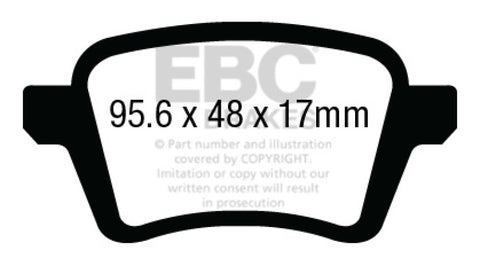 EBC 13+ Fiat 500L 1.4 Turbo Greenstuff Rear Brake Pads - DP23027