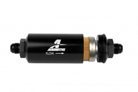 Aeromotive In-Line Filter - (AN -8 Male) 10 Micron Fabric Element Bright Dip Black Finish - 12377