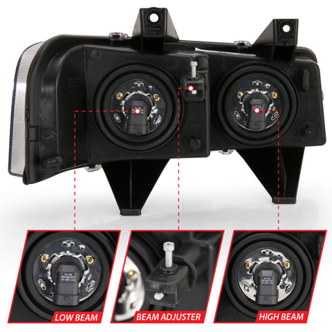 ANZO 2003-2017 Chevy Express Crystal Headlight Black - 111474