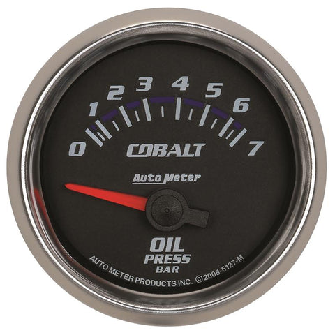Autometer Cobalt 52mm 0-7 BAR Short Sweep Electric Oil Pressure Gauge - 6127-M