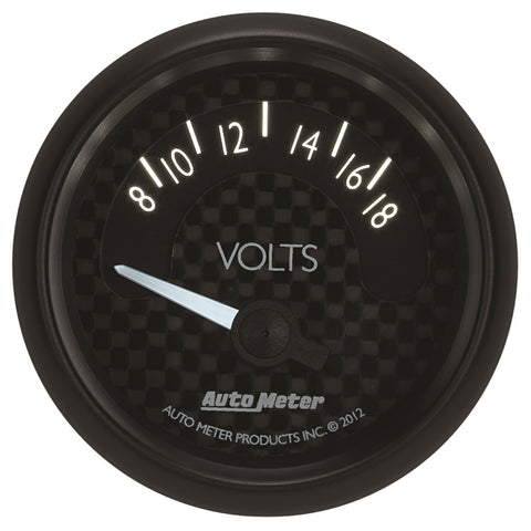 Autometer GT Series 52mm Short Sweep Electronic 8-18 Volts Voltmeter - 8092