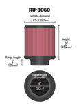 K&N Universal Rubber Filter 6in Flange ID / 7.5in OD / 6in Height / Round Straight - RU-3060