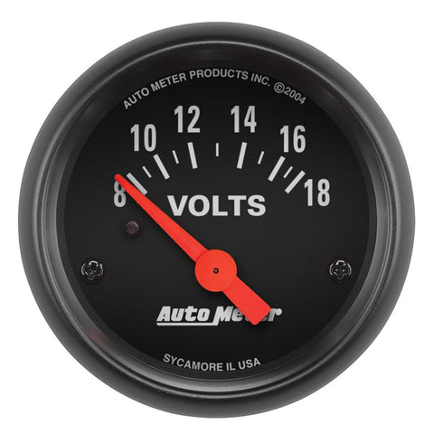 Autometer Z-Series 52mm 8-18 Volts Voltmeter Gauge - 2645