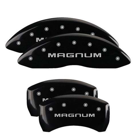 MGP 4 Caliper Covers Engraved Front & Rear Magnum Black finish silver ch - 12005SMGMBK