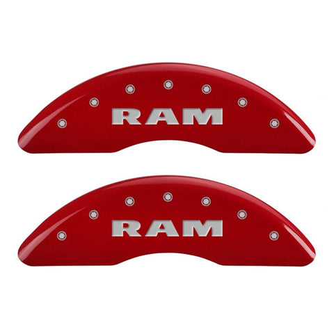 MGP 4 Caliper Covers Engraved Front RAM Engraved Rear RAMHEAD Red finish silver ch - 12124SRMHRD
