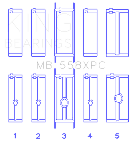 King Chrysler 273 / 301 / 313 / 318 / 340 (Size STDX Oversized) Crankshaft Main Bearing Set - MB558XPCSTDX