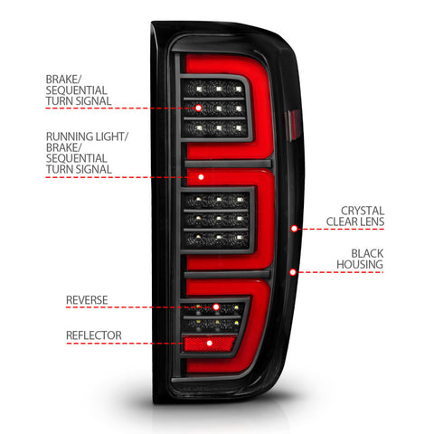 ANZO 19-23 GMC Sierra 1500/2500HD/3500HD Black Replacement Full LED Bar Tail Light - 311459