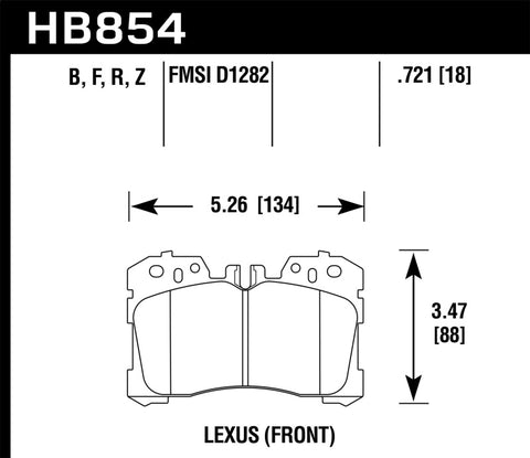 Hawk 07-17 Lexus LS460 / 08-16 Lexus LS600h HPS 5.0 Front Brake Pads - HB854B.721