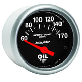 Autometer Sport-Comp 52mm 60-170 Degree Short Sweep Electronic Oil Temperature Gauge - 3348-M