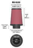 K&N Filter Universal Rubber Filter 3.25  Flange 5.5 Base 4.6875 Top 8 Height - RU-5122