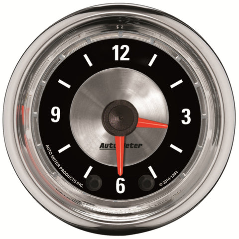 Autometer American Muscle 52mm Full Sweep Electric 12hr Analog Clock Gauge - 1284