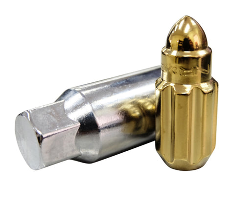 NRG 500 Series M12 X 1.5 Bullet Shape Steel Lug Nut Set - 21 Pc w/Lock Key - Chrome Gold - LN-LS500CG-21